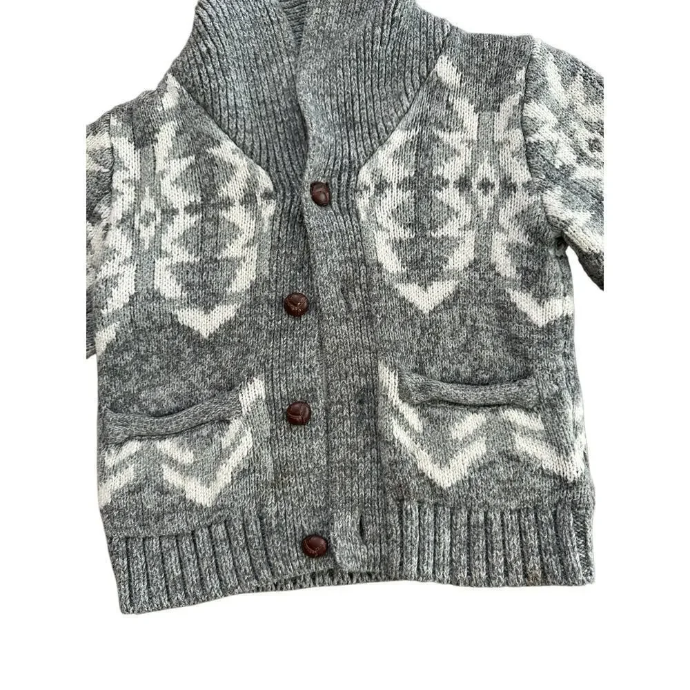 Baby Gap Kid's Gray Aztec Lebowski Button Front Cardigan Sweater Size 3T